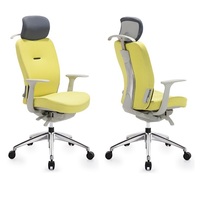 Chaise de bureau de direction à dossier haut au design moderne, avec appui-tête en tissu chauffant, hauteur réglable, pieds en aluminium - Utilisation à domicile, au bureau ou à l'hôpital