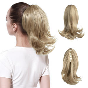 Extensions de cheveux synthétiques à cordon de serrage de 14 pouces, style queue de cheval avec filet de maintien arrière, pour une coiffure tendance - Product Image 4