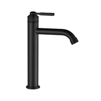 Robinet de lavabo haut moderne noir mat, corps en laiton, monocommande, cartouche céramique, mitigeur de salle de bain pour lavabo sur comptoir