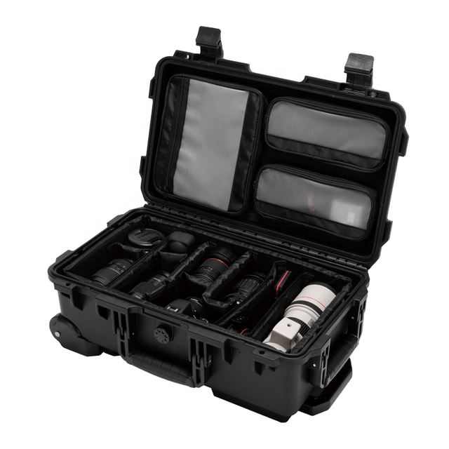 L212 Custom Parts Electronics Organizer Travel Case Waterproof Wheeled Hard Camera Case Plastic Tool Box with Padded Dividers