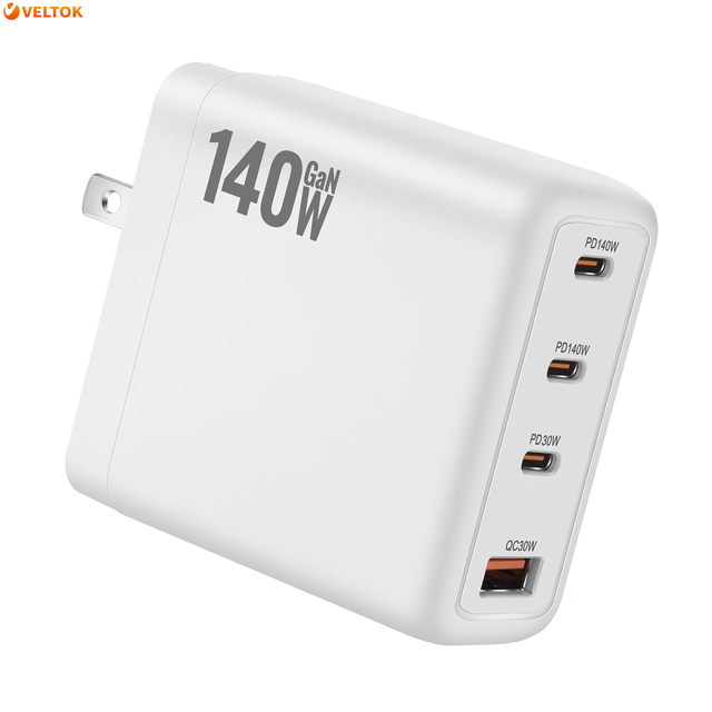 Usb-c 140w Gan Charger 4-port Foldable Fast Wall Adapter With Pd 3.0 Compact Charging Station for Laptop and Devices