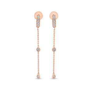 Pendientes de cadena de oro rosa modernos, joyería de moda colgante largo para fiestas nocturnas y ocasiones especiales de la India - Product Image 1