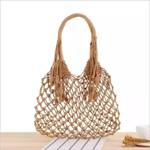 SY 2022 Popular Lady Macrame Handmade Tote Clutch Beach Net Shoulder Bag Pattern Macrame Bag Handmade