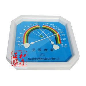 เครื่องวัดอุณหภูมิและความชื้นแบบหน้าปัดแปดเหลี่ยม พลาสติก สำหรับใช้ในบ้าน พร้อมสเกลสีรุ้ง - Product Image 1