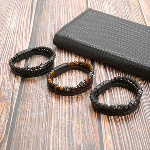 Bracelet en acier inoxydable avec pierre naturelle œil de tigre et crâne pour homme – Meilleure vente fournisseur - Product Image 4