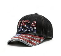 Casquette de baseball USA Letter Rhinestone Star, plusieurs couleurs disponibles, personnalisable