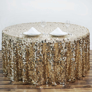 Cao Cấp Ưa Thích Long Lanh Vuông Bảng Vải Lanh Bao Gồm 120 Inch Lớn Payette Rượu Sâm Banh Lớn Sequin Wedding Party Vòng Khăn Trải Bàn - Product Image 2