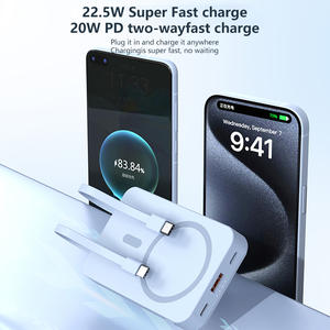 Schitec siêu mỏng Magnetic 15 Wát ngân hàng điện không dây 10000mAh với 2 cách xây dựng trong cáp và điện thoại chủ - Product Image 5