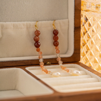 Jolis bijoux en acier inoxydable, pierres bleues, perles brunes, perle d'eau douce, boucles d'oreilles pour filles