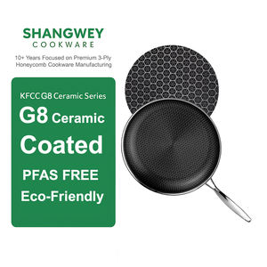 Poêle à frire en acier inoxydable nid d'abeille de 20 cm, revêtement céramique antiadhésif, pour cuisinière à induction et à gaz - Product Image 2