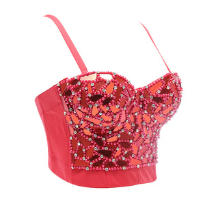 Vente en gros Corset court femme haute qualité Sexy Vintage <span class=keywords><strong>doré</strong></span> brillant paillettes à armatures fantaisie soutien-gorge haut Bustier nouveau femmes - Product Image 6