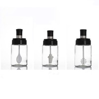 Bocaux de rangement en verre pour sel, poivre et herbes aromatiques, 250 ml, avec mini-cuillère, durables, étanches, pour la cuisine domestique, vente en gros