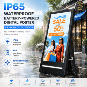 Écran d'affichage numérique extérieur intelligent FHD de 32, 43, 55 pouces, étanche IP65, résistant aux intempéries, alimenté par batterie, en forme de A, avec écran LCD pour affiches - Product Image 2