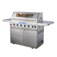 Cuisine extérieure moderne sur mesure de style occidental en acier inoxydable et ardoise, avec îlot barbecue combiné
