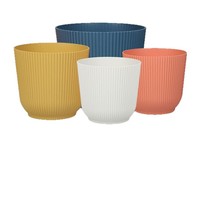 Pot de fleurs en plastique, style nordique, à rayures verticales, rond, épais, grande taille, pour plantes de bureau, succulentes, orchidées, décoration de la maison
