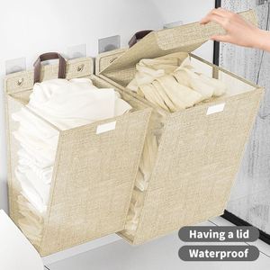 ตะกร้าผ้าพับได้ขนาดใหญ่ ตะกร้าเก็บเสื้อผ้าแบบแขวนผนัง พร้อมตะขอ - Product Image 5