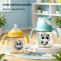 Vaso con Pajita Panda PPSU, Forma Redonda con Asas Dobles para Bebés