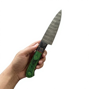 Ensemble de couteaux de cuisine en acier Damas, 5 pièces, manche en bois, lames droites, couteaux de chef, lame polie, ambidextres, haute qualité, 58-60HRC - Product Image 3