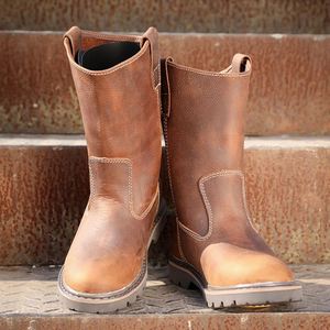 Bottes mi-mollet décontractées pour hommes style rétro, légères et tendance, avec semelle intermédiaire de sécurité, nouveau style, type bottes de chevalier - Product Image 6