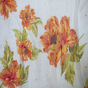 Tejido gasa seda bordado a mano con estampados - Product Image 1