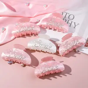 Factory Direct Sale Shiny Rhinestone Hair Clips Fashion Bride Claw Clip Ladies Acrylic Hair Accessories Wholesale