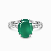 Bague de fiançailles en argent sterling 925 avec agate verte, plaqué or rhodié, quartz, personnalisable, bicolore, pour anniversaire, mariage, fête
