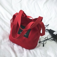 Sac bandoulière mini en toile pour femme, style japonais, mignon, portable, avec fermoir magnétique, sac seau souple