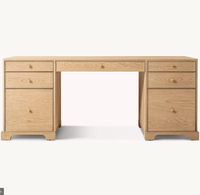 Bureau d'étude en chêne américain noir Genevieve avec tiroir, assemblé, pour bureau à domicile et salle d'étude