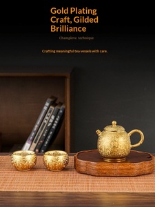Service à thé Kung Fu en porcelaine dorée colorée, <span class=keywords><strong>théière</strong></span> 150 ml avec poignée dorée, design <span class=keywords><strong>Palais</strong></span> Vintage haut de gamme pour la maison, cadeau idéal - Product Image 4