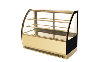 Ventes d'usine bon <span class=keywords><strong>prix</strong></span> vitrine à gâteaux en acier inoxydable doré réfrigérateur d'affichage commercial à <span class=keywords><strong>deux</strong></span> étagères - Product Image 2