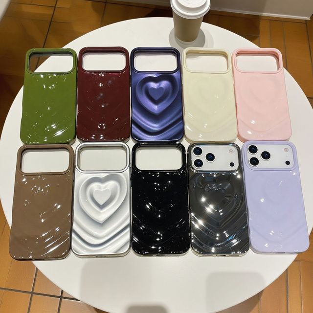 For iPhone 17 Case Glossy 3D Love Heart Pattern Mobile Phone Cover Case for iPhone 17 16 Pro Max 17 Air