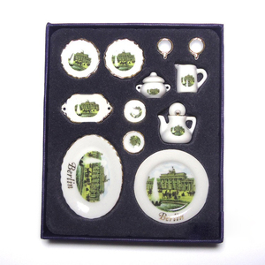 Accessoires pour maison de poupée 1:12, vaisselle et service à <span class=keywords><strong>thé</strong></span> en céramique miniature de 14 pièces avec motif <span class=keywords><strong>Louvre</strong></span> - Product Image 4