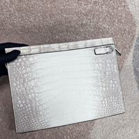 Tas dompet 100% kulit buaya, tas clutch pria warna putih Himalaya, ramah lingkungan dan serbaguna