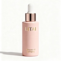 Emballage d'huile cosmétique bouteille d'huile essentielle pour cheveux 40ml 60ml verre rose mat soins de la peau visage sérum compte-gouttes pipette bouteille 30ml