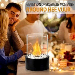Black Round Metal Tabletop Ethanol <strong>Fireplace</strong> Round Black Bio Ethanol Ventless <strong>Small</strong> <strong>Fireplace</strong> With Stones (Freeshipping) - Product Image 5