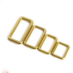 Wholesale 14 17 20 25 32 39mm Bag Strap Backpack Connector Metal Buckles Leather Hardware Accessories Solid Brass Square Ring