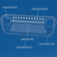 Calandre avant style Rebel avec insert en treillis métallique pour Jeep Wrangler JL 2018-2025, en plastique ABS, 7 fentes, vente directe usine
