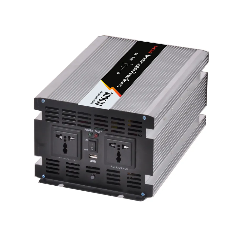 Inverter daya gelombang sinus murni, dengan pengisi daya baterai mobil, konverter dc 12v 24v ke ac 220v 230v 240v 3000w