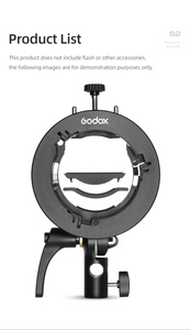 Support de fixation <span class=keywords><strong>Godox</strong></span> S2 type S avec monture Bowens pour flashs AD200, AD400PRO, V1, <span class=keywords><strong>V860II</strong></span>, snoot et boîte à lumière - Product Image 3