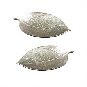 Marvelous Design Aluminium Leaf Dish Set Of <b>2</b> Silver Color Snacks Sweets Serving Dish <b>For</b> Wholesale Supplier - Product Image 1