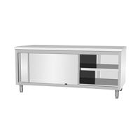 Établi de cuisine commerciale Comptoir de table de travail en acier inoxydable à double passage pour couper les légumes Fournitures de restaurant d'hôtel