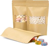 Sacs refermables réutilisables anti-humidité pour emballage alimentaire, en papier kraft métallisé et feuille d'aluminium laminée, à fond plat