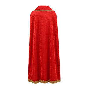 Costume de <span class=keywords><strong>prince</strong></span> pour enfants en velours rouge pour Halloween et Noël 2024, cape de carnaval pour enfants, double cape de roi + sceptre + couronne - Product Image 3