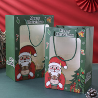 Sacs en papier kraft personnalisés réutilisables pour Noël avec fenêtre, pour le shopping et la vente à emporter