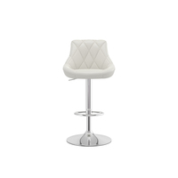 Tabouret de bar pivotant à hauteur réglable, blanc, capitonné, avec base en fer, confortable pour îlot de cuisine américain