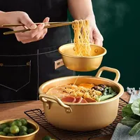 Marmite à soupe coréenne de luxe instantanée en aluminium doré de 24 cm, design moderne, durable, cuisson rapide pour la cuisine