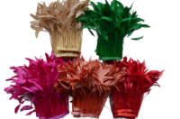 Frange de plumes de coq de poulet éco-responsable, blanchies et teintes, 6-8 pouces, demi-bronzées, à usage industriel et DIY
