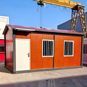 Casa Container Prefabbricata Modulare di Lusso Mediterranea con Tetto Triangolare da 20 Piedi, Soggiorno e Sala da Pranzo con Motivo in <span class=keywords><strong>Legno</strong></span> - Product Image 1