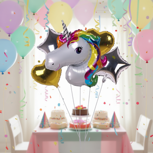Ensemble de ballons en forme de tête de licorne, 5 pièces, fournitures pour fête d'anniversaire, jouet pour enfants pour les célébrations - Product Image 2