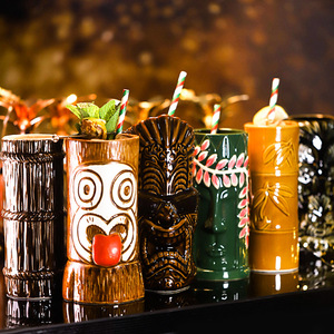 Taza Tiki de Cerámica Hecha a Mano JIN PENG, Estilo Hawaiano Creativo para Bar de Cócteles, Taza Decorativa Personalizada - Product Image 3
